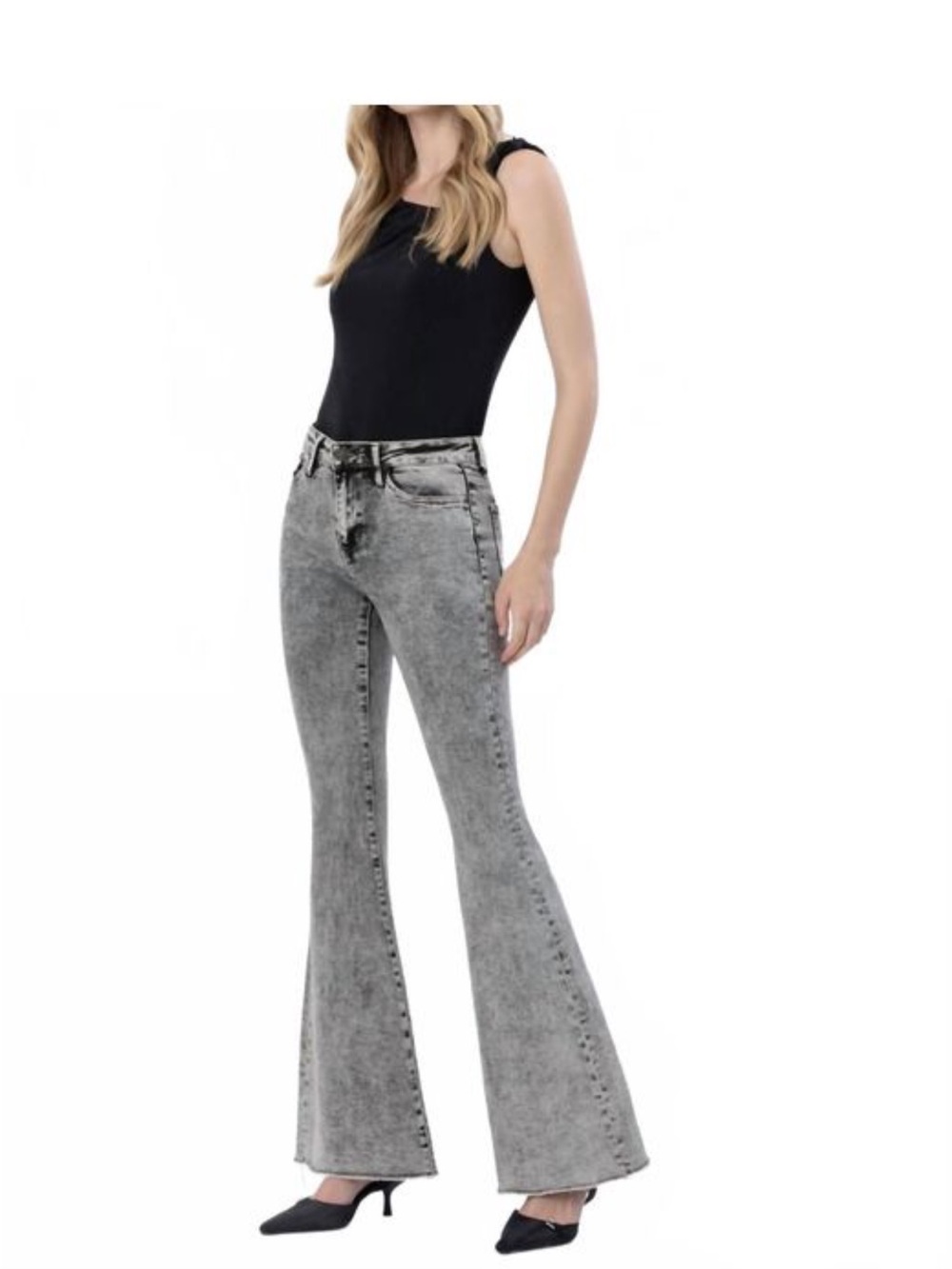 129. NWT Vervet Bella Gray High Rise Flare Jeans